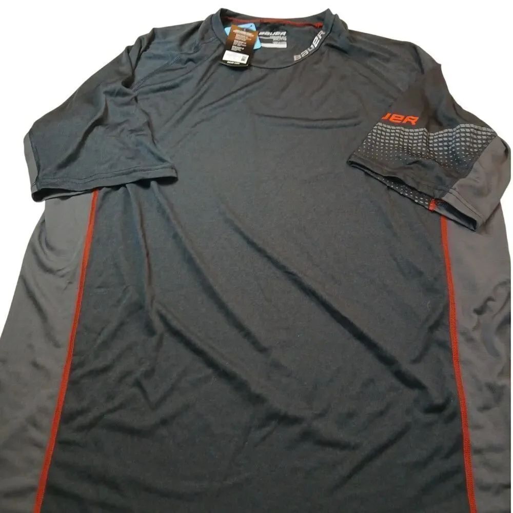 Eddie Bauer Mens Hockey Fit Gray & Red Sports Shirt XXL